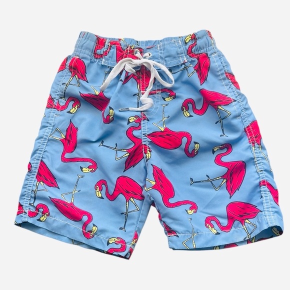 Kute”n”Koo Other - Kite”n”Koo athleisure casual swim trunks 5-6 Flamingo Print blue elastic waist